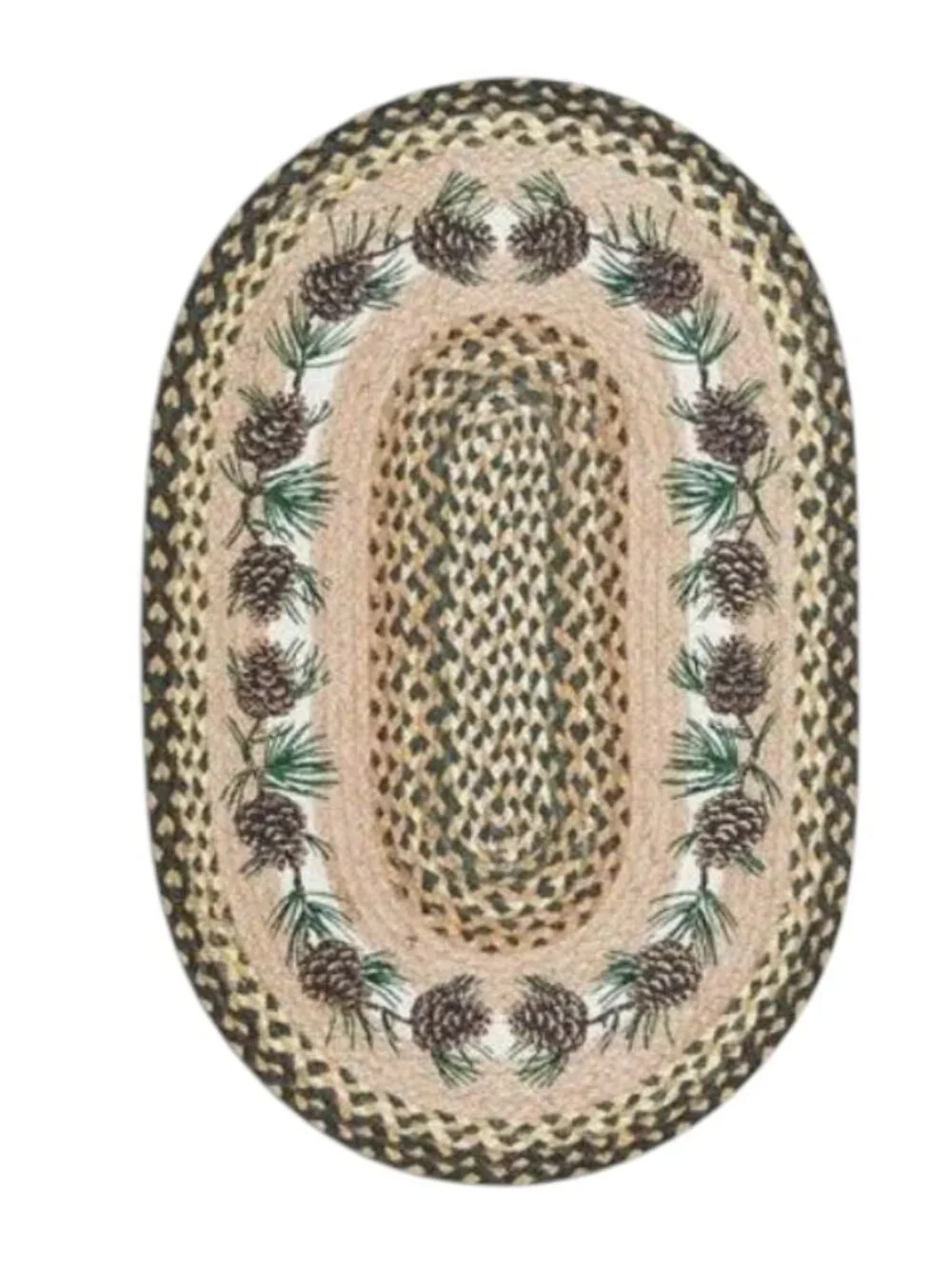 Needles and Pine cones Braided Oval Rug 20 x 30